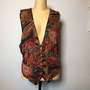 Fashion Passport VTG Black Floral Vest, 1980’s